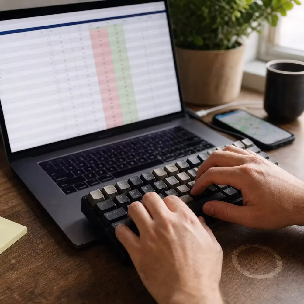 Hands typing local keywords